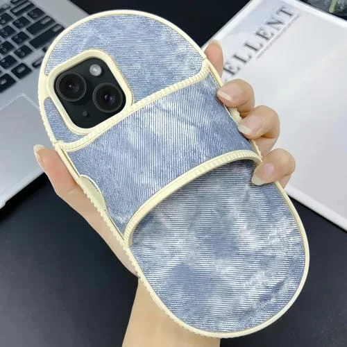 Funda para Teléfono TPU iPhone 14 Diseño Zapatilla de Mezclilla (Azul)