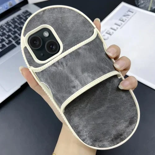 Funda para Teléfono TPU iPhone 14 Diseño Zapatilla de Mezclilla Creativa (Negro)
