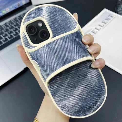 Funda para Teléfono TPU iPhone 14 Diseño Zapatilla de Mezclilla (Gris Azul)