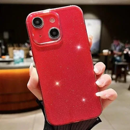 Funda para Teléfono TPU iPhone 15 Jelly Glitter Color Sólido (Rojo)