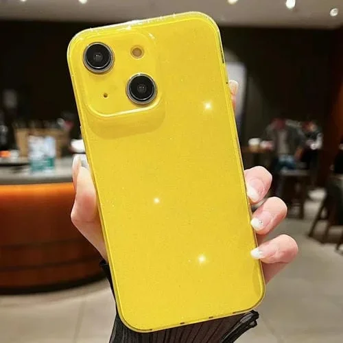 Funda para Teléfono TPU iPhone 15 Plus Jelly Glitter Color Sólido (Amarillo)