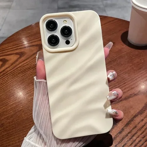 Funda para Teléfono TPU iPhone 15 Plus Textura Ondulada Color Beige