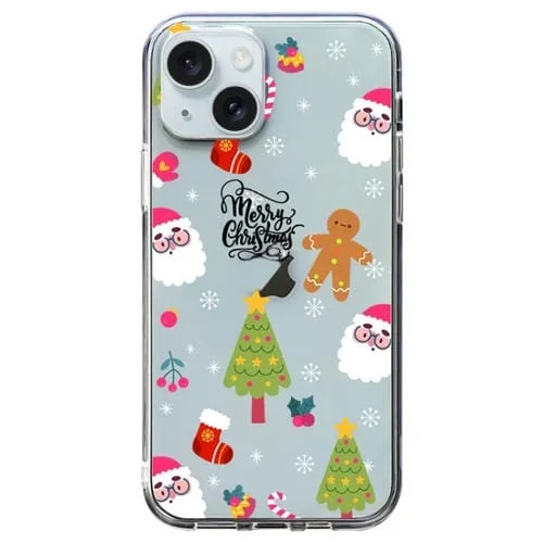 Funda para Teléfono TPU iPhone 15 Plus Transparente con Patrón Navideño Árbol de Navidad