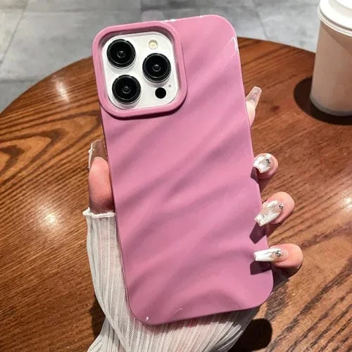 Funda para teléfono TPU iPhone 15 Pro textura ondulada color sólido (Púrpura Taro)