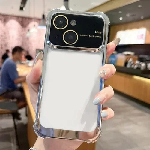 Funda para Teléfono TPU para iPhone 13 a Prueba de Golpes con Película para Lentes (Plata)