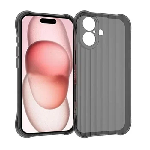 Funda para Teléfono TPU para iPhone 16 Plus con Orificio Fino y Ondulación de Agua (Negro)