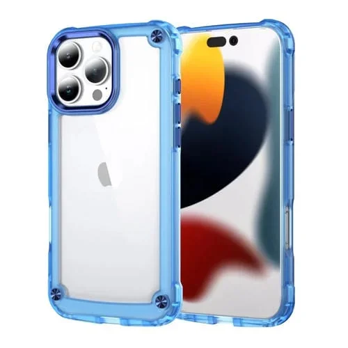 Funda para Teléfono TPU PC con Tacto de Piel para iPhone 16 Pro Max (Azul Transparente)