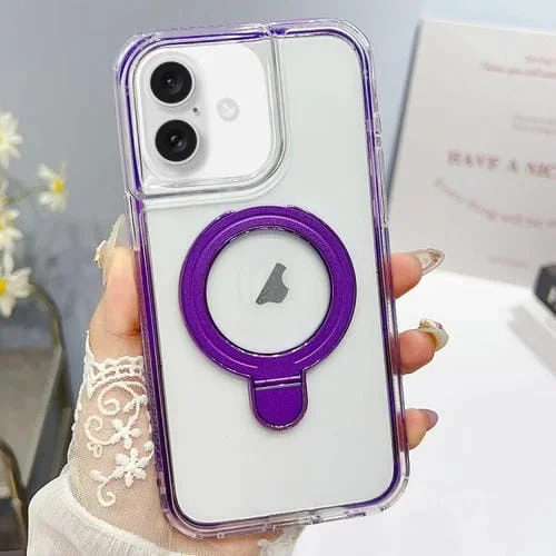 Funda para Teléfono Translúcida 3 en 1 con Soporte Magsafe para iPhone 16 Plus (Morado)