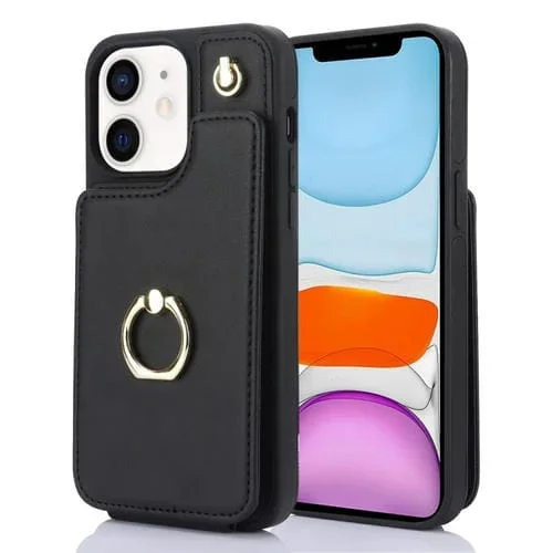 Funda para Teléfono Ym005 Skin Feel Card Bag para iPhone 11 con Cordón Largo (Negro)