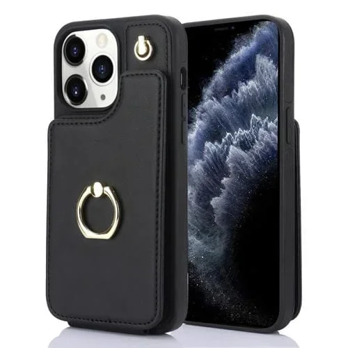 Funda para Teléfono Ym005 Skin Feel Card Bag para iPhone 11 Pro con Cordón Largo (Negro)