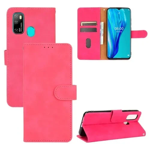 Funda para Ulefone Note 9P Cuero PU con Hebilla Magnética, Soporte, Ranuras para Tarjetas y Billetera (Rosa Roja)