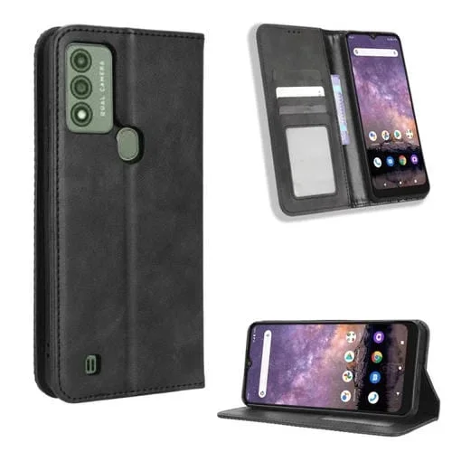 Funda para Wiko Voix U616A con Hebilla Magnética y Textura Retro de Cuero (Negro)