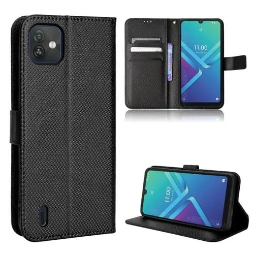 Funda para Wiko Y82 Diamond Texture Cuero Teléfono (Negro)