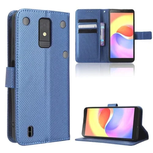 Funda para ZTE Blade A32 de Cuero con Textura de Diamante (Azul)