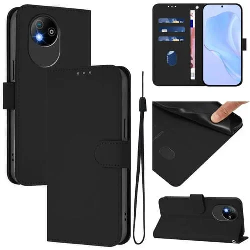 Funda Piel Sintética con Cordón para ZTE Blade A35 Lite/A35 Core (Negro)