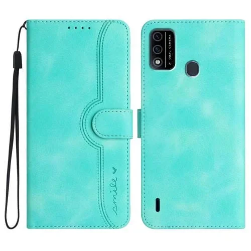 Funda Piel Sintética Itel A48 Diseño Corazón (Azul Claro)