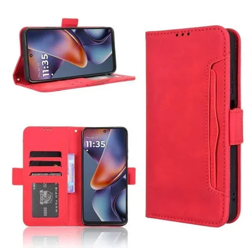 Funda Piel Sintética Motorola Moto G 5G 2025 con Ranuras para Tarjetas (Roja)
