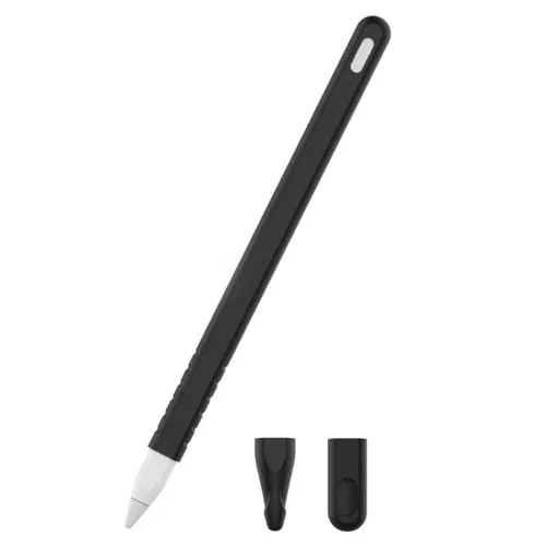 Funda Protectora 3 en 1 de Silicona para Lápiz Apple Pencil 2 (Negro)