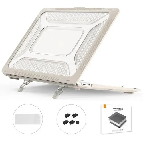 Funda Protectora 3 en 1 Enkay Hat-Prince para MacBook Air 13.3 2018 A1932 con Soporte y Película de Teclado (Caqui)