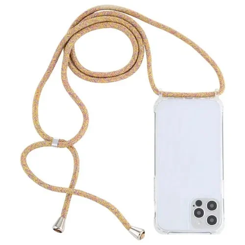 Funda Protectora Acrílico para iPhone 13 Mini a Prueba de Golpes con Cordón (Arcoíris Amarillo)