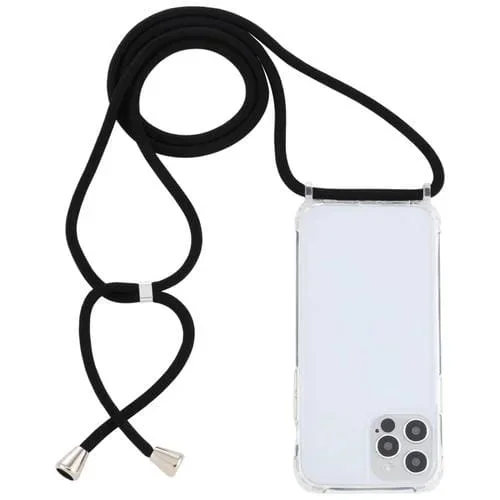 Funda Protectora Acrílico para iPhone 13 Mini a Prueba de Golpes con Cordón (Negro)