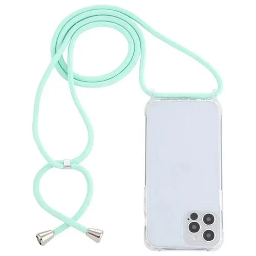 Funda Protectora Acrílico para iPhone 13 Mini a Prueba de Golpes con Cordón (Verde Menta)