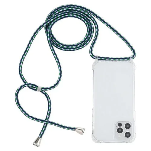 Funda Protectora Acrílico para iPhone 13 Pro Airbag a Prueba de Golpes con Cordón (Verde, Blanco, Azul)