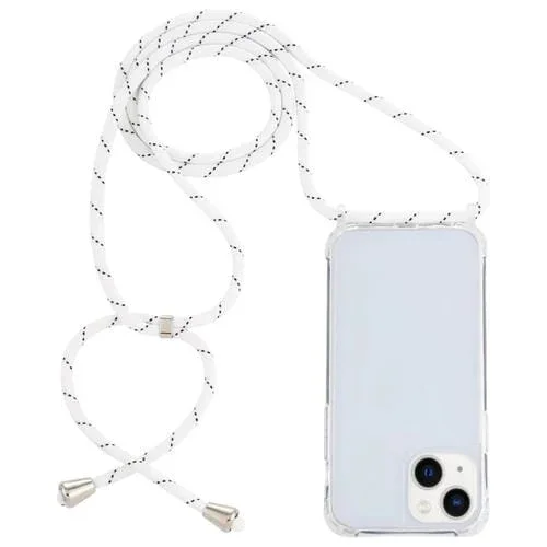 Funda Protectora Acrílico para iPhone 15 Airbag a Prueba de Golpes con Cordón (Blanco y Gris)