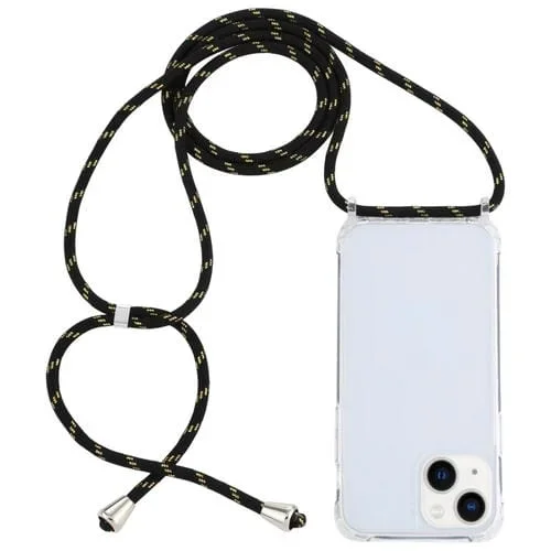 Funda Protectora Acrílico para iPhone 15 Plus Airbag a Prueba de Golpes con Cordón (Oro Negro)