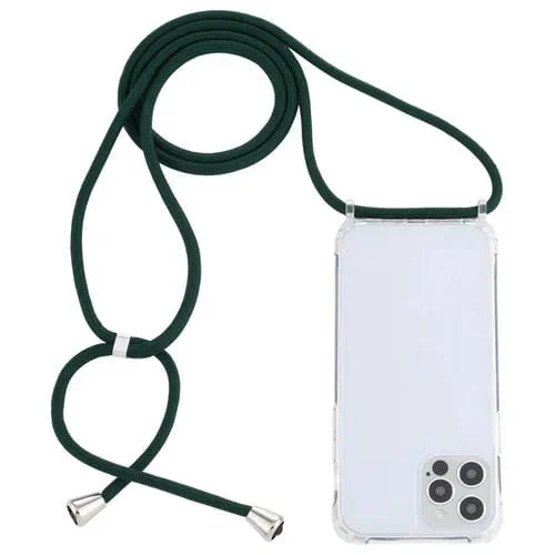 Funda Protectora Acrílico para iPhone 15 Pro Max Airbag a Prueba de Golpes con Cordón (Verde Oscuro)