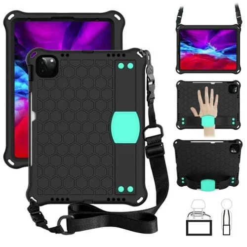 Funda Protectora Anticaídas Eva + PC para iPad 2025/2022 (Negro y Verde Menta)