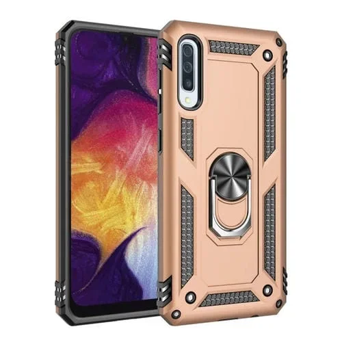 Funda Protectora Armor TPU + PC para Galaxy A50 con Soporte Rotación 360 (Dorado)