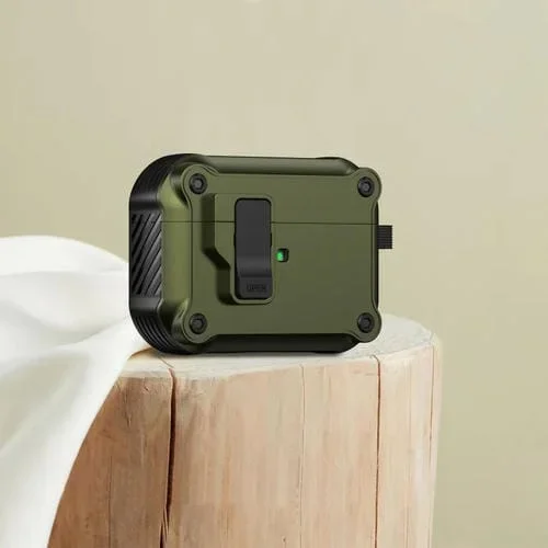 Funda Protectora Auriculares AirPods Pro 2 Eagle A Prueba De Golpes Con Interruptor (Verde Militar)