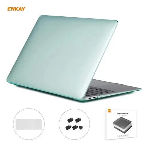 Funda Protectora Cristal para MacBook Air 13,3 A2179 y A2337 (2020) + Película Teclado TPU + Tapones Antipolvo (Verde)