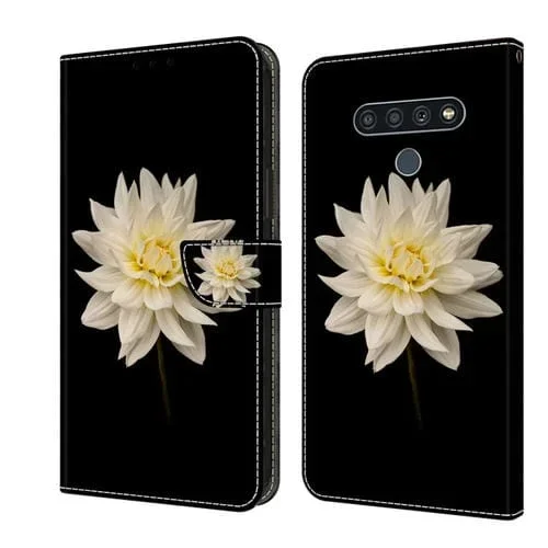 Funda Protectora de Cuero Crystal 3D para LG Stylo 6 / K71 a Prueba de Golpes (Flor Blanca)
