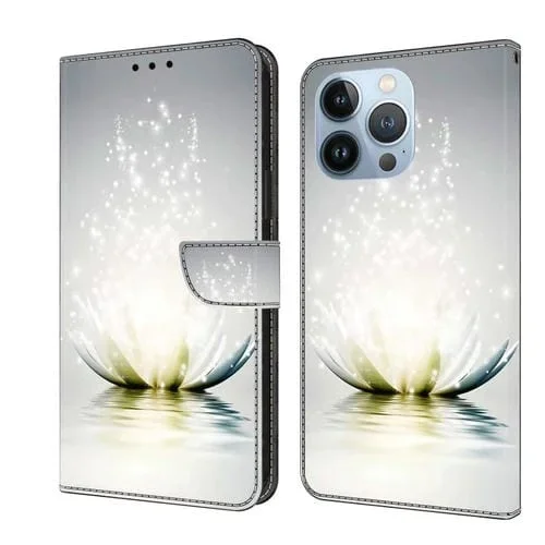Funda Protectora de Cuero para iPhone 13 Pro Crystal 3D a Prueba de Golpes (Light Lotus)