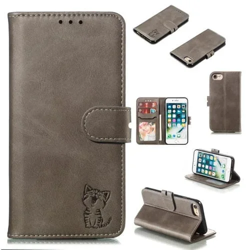 Funda Protectora de Cuero para iPhone 6 y 6S (Gris)