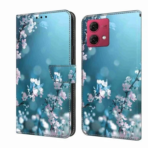 Funda Protectora de Cuero para Motorola Moto G84 Crystal 3D a Prueba de Golpes (Flor de Ciruelo)