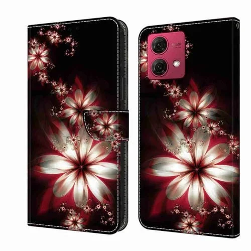 Funda Protectora de Cuero para Motorola Moto G84 Crystal 3D a Prueba de Golpes (Flor Fantástica)
