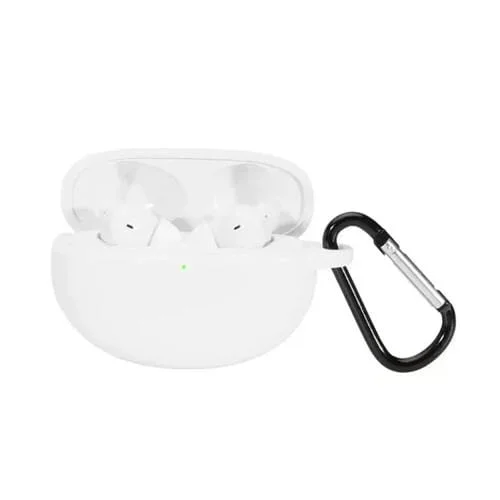 Funda Protectora de Silicona para Oppo Enco Free 2 Inalámbrica Anti-Caída con Gancho (Blanco)