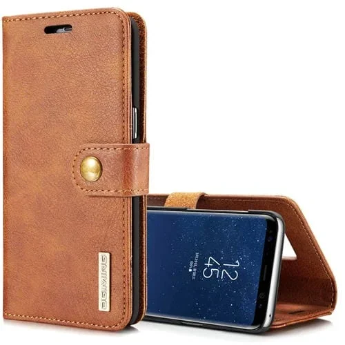 Funda Protectora Dg.Ming Galaxy S8+ G955 Magnética con Tapa Horizontal Soporte Ranuras y Billetera (Marrón)