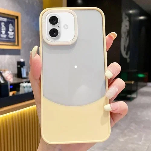 Funda Protectora Híbrida TPU para iPhone 16 con Costuras Dos Colores (Amarillo)