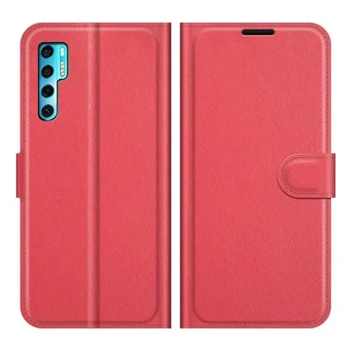 Funda Protectora Horizontal Flip para TCL 20 Pro 5G con Soporte y Ranuras para Tarjetas (Rojo)