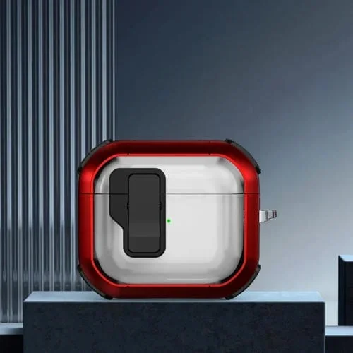 Funda Protectora Para Airpods 3 Thunder Transparente Con Interruptor Magnético (Rojo)