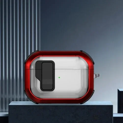 Funda Protectora para AirPods Pro 2 Thunder Transparente con Interruptor Magnético (Rojo)