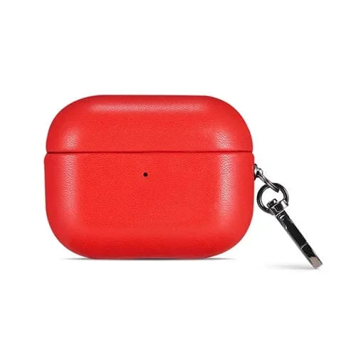 Funda Protectora para AirPods Pro Apple Cuero PU Protección Auriculares (Rojo)