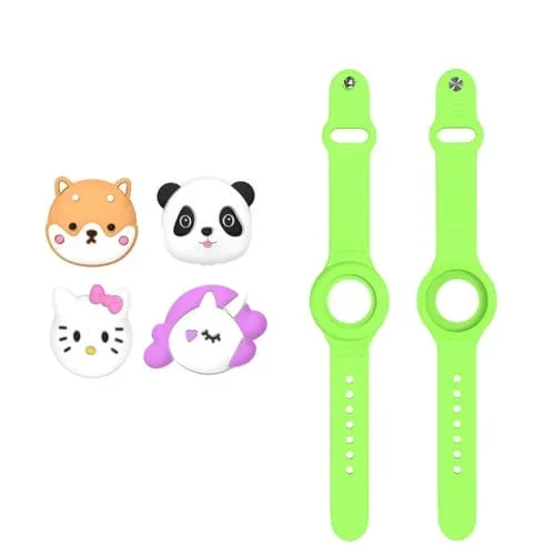Funda Protectora para AirTag Watch Strap Silicona Anti-Lost (Verde Luminoso)