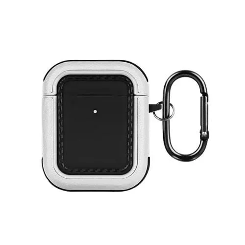 Funda Protectora Para Auriculares Airpods 1 y 2 Textura Cuero (Blanco y Negro)
