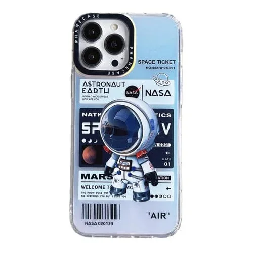 Funda Protectora para iPhone 13 Patrón de Astronauta a Prueba de Golpes (Blanco)