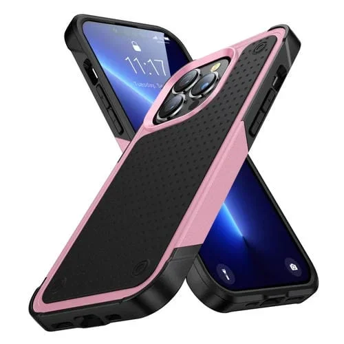 Funda Protectora para iPhone 13 Pro Max PC + TPU a Prueba de Golpes (Rosa + Negro)